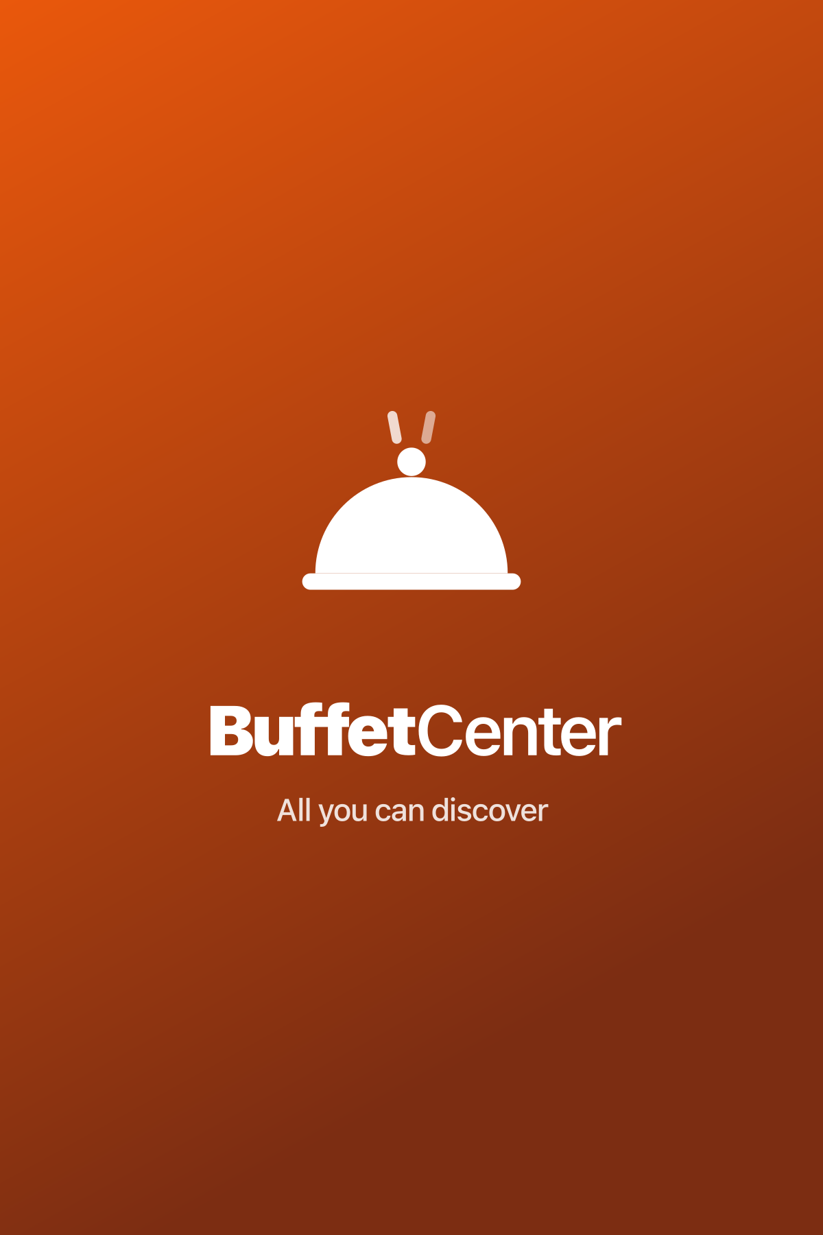 Preview of the BuffetCenter app on a phone, with buffet reviews pinned over the screen